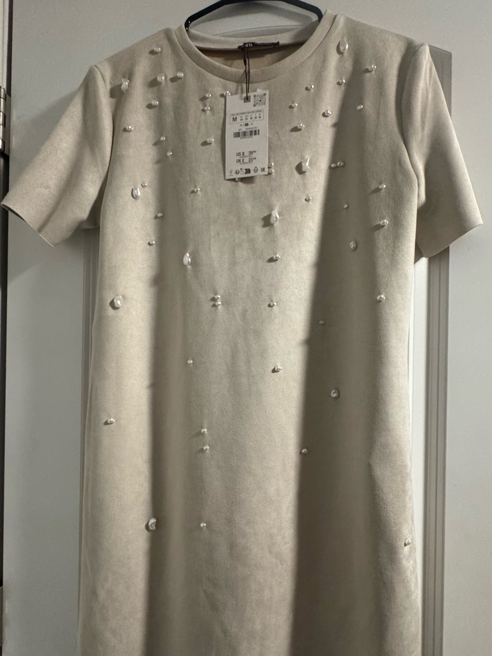 FAUX SUEDE FAUX PEARL DRESS - ZARA